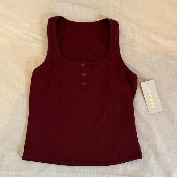 Marika Maroon Crop Tank Top - Size Large - NWT - Picture 1 of 5